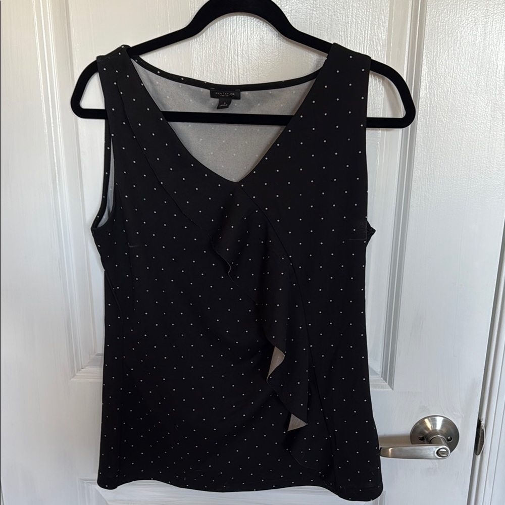 Black Polka Dot Sleeveless Top